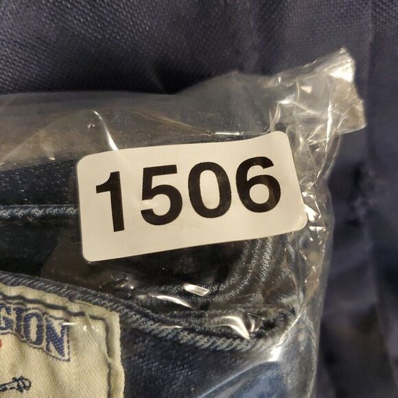 TRUE RELIGION Jeans Womens 31 Blue Leather Accent Flap Pockets Designer Bootcut - Picture 11 of 11